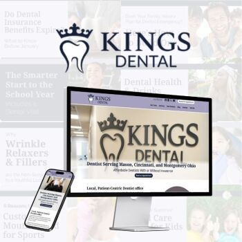 Kings Dental website on phone and computer screen with logo